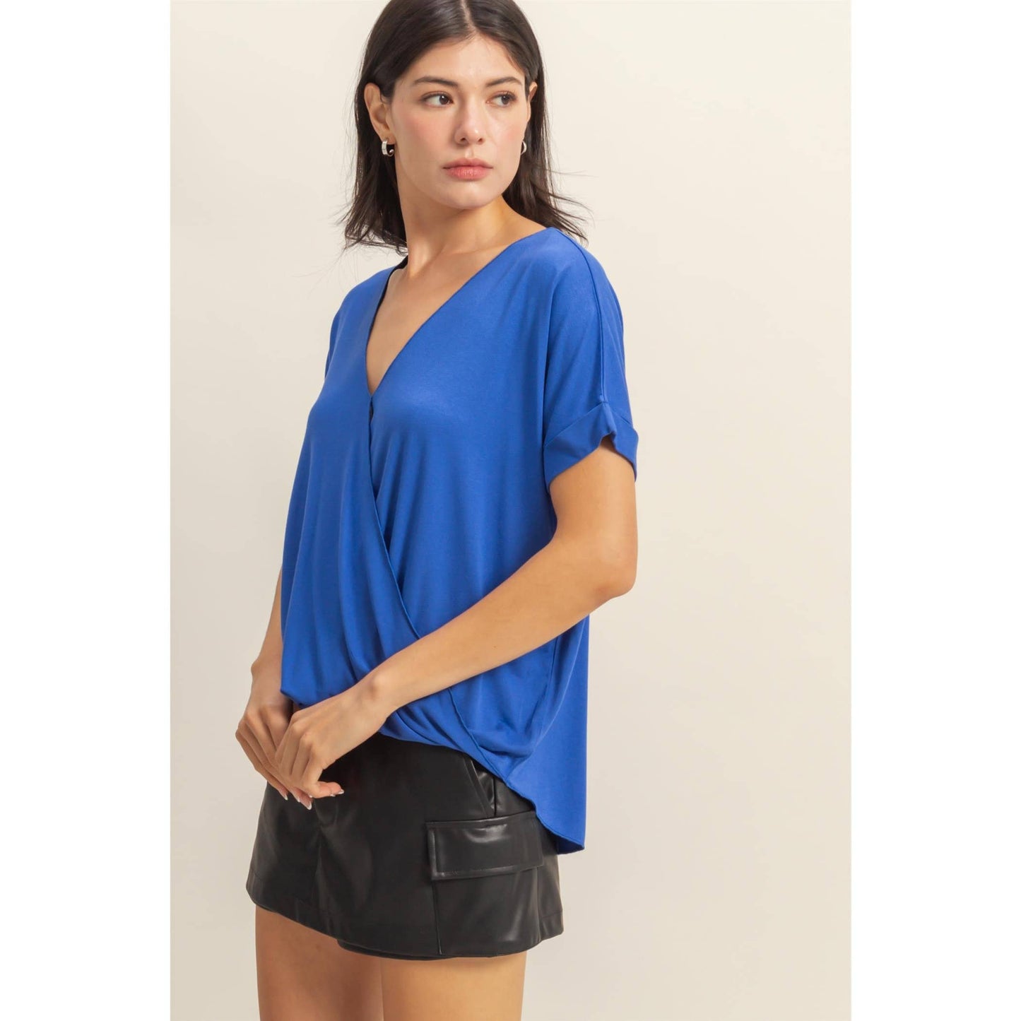 Cobalt Short Sleeve Surplice Top