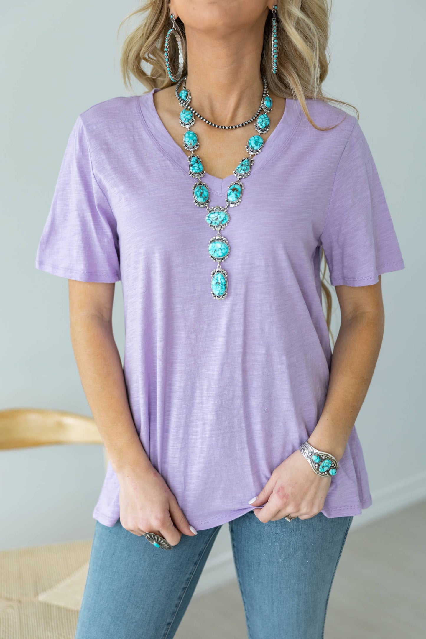 Basic Cotton V Neck Short Sleeve tee