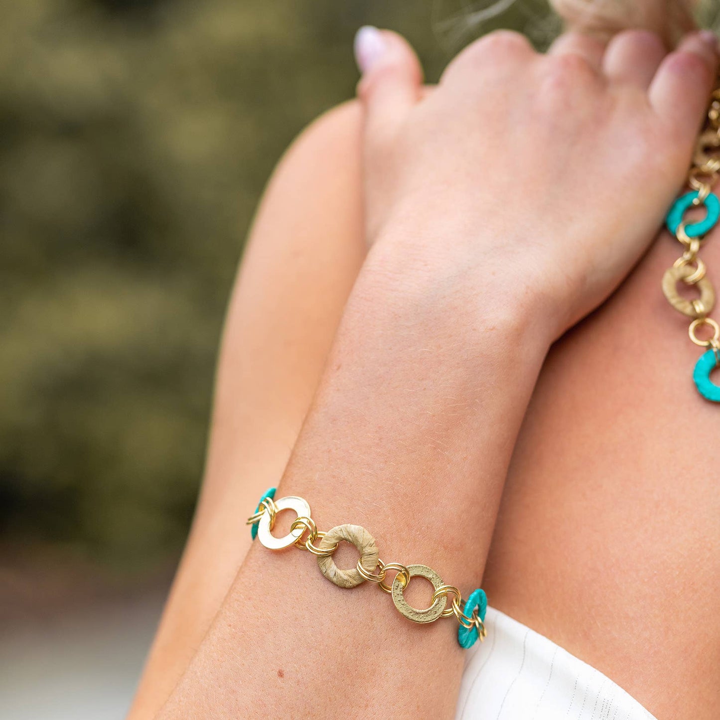 Sachi - Teal and Beige Small Rings bracelet