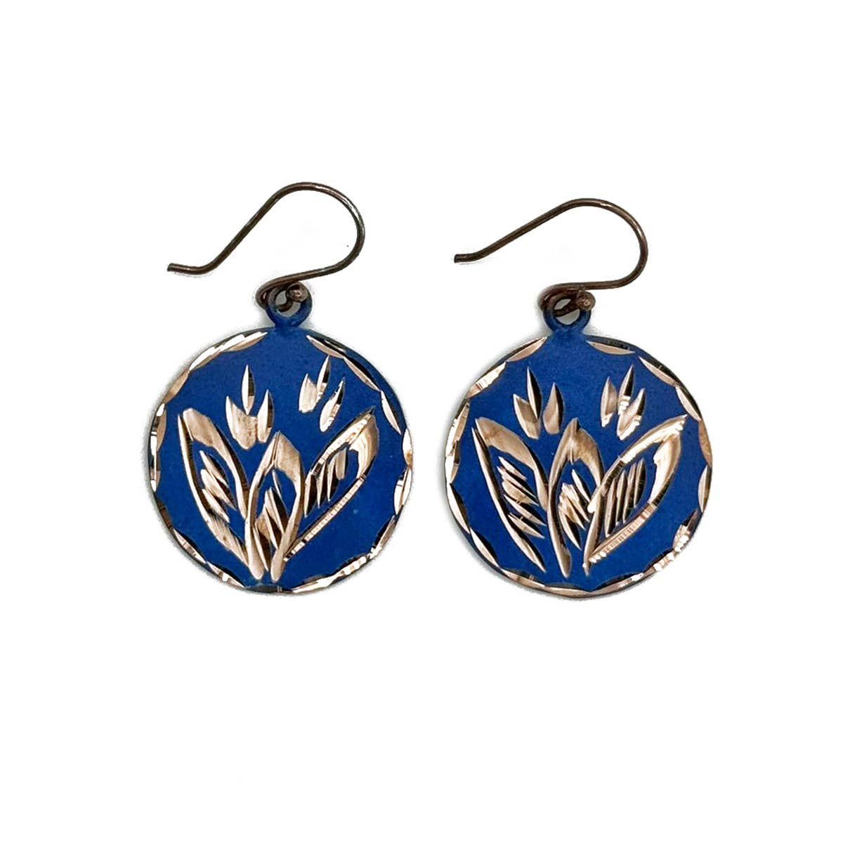 Patina Indigo Leaf Earrings