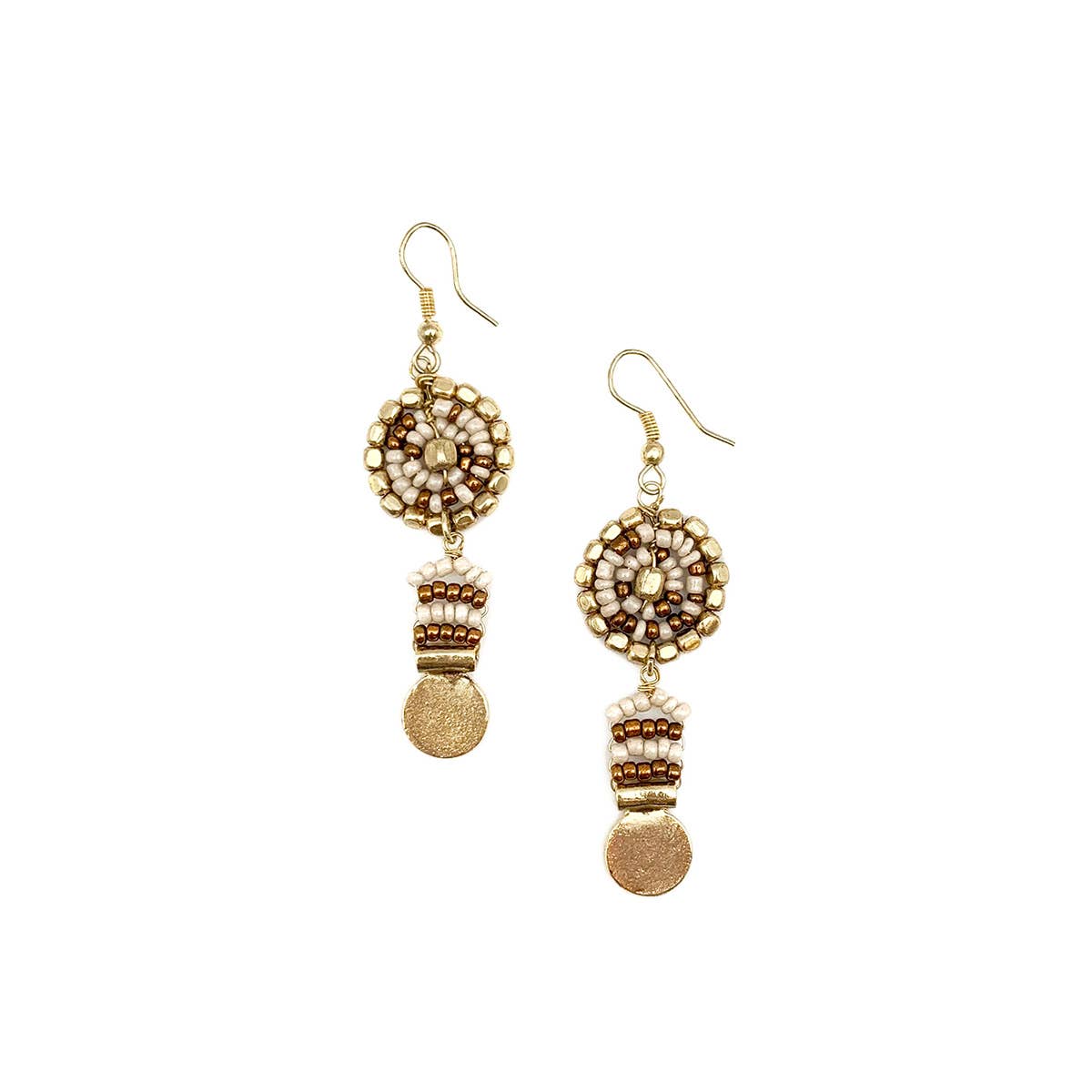 Bead & Gold Disc earrings