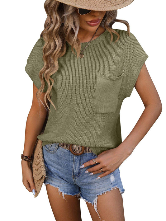 Sage Crewneck Short-sleeved Sweater