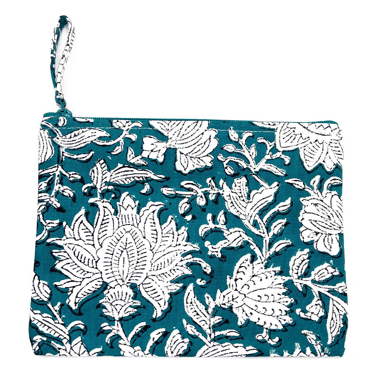 Block Printed Canvas Pouch - Verdant Bloom