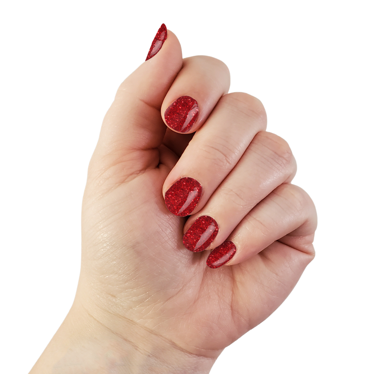 Rosy Red Sparkle | Bright Red Glitter Nail Wraps