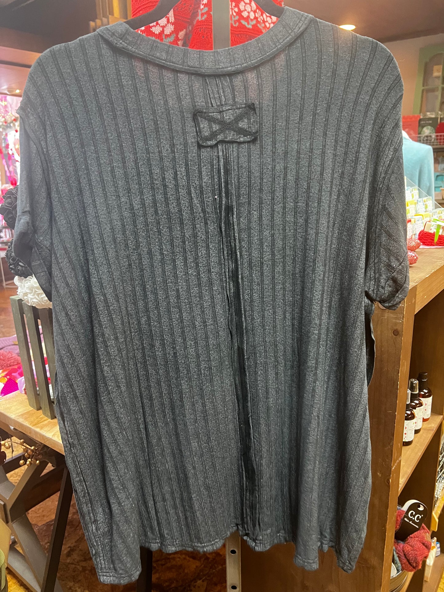 Acid washed ribbed top