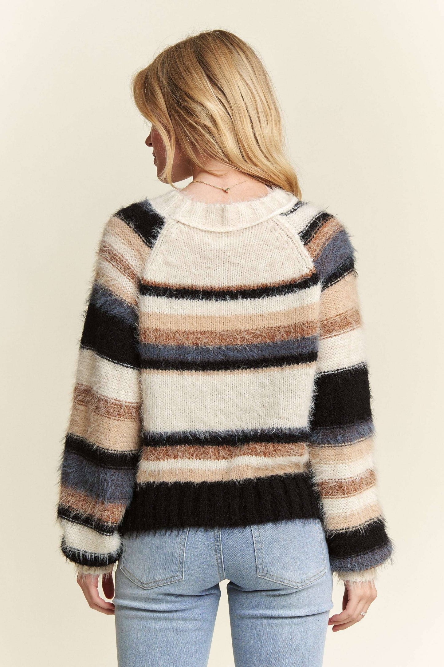 Striped fuzzy sweater top
