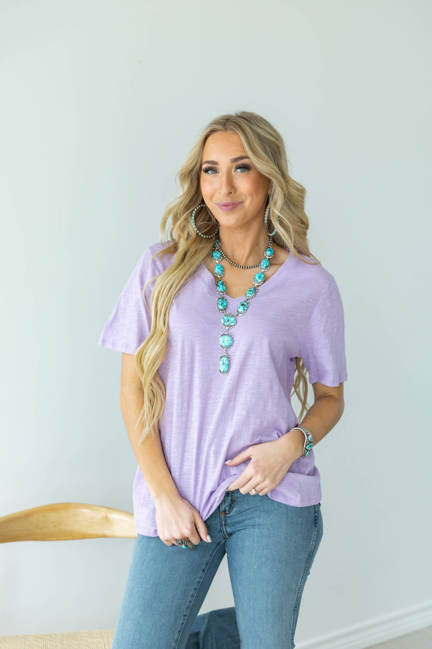 Basic Cotton V Neck Short Sleeve tee