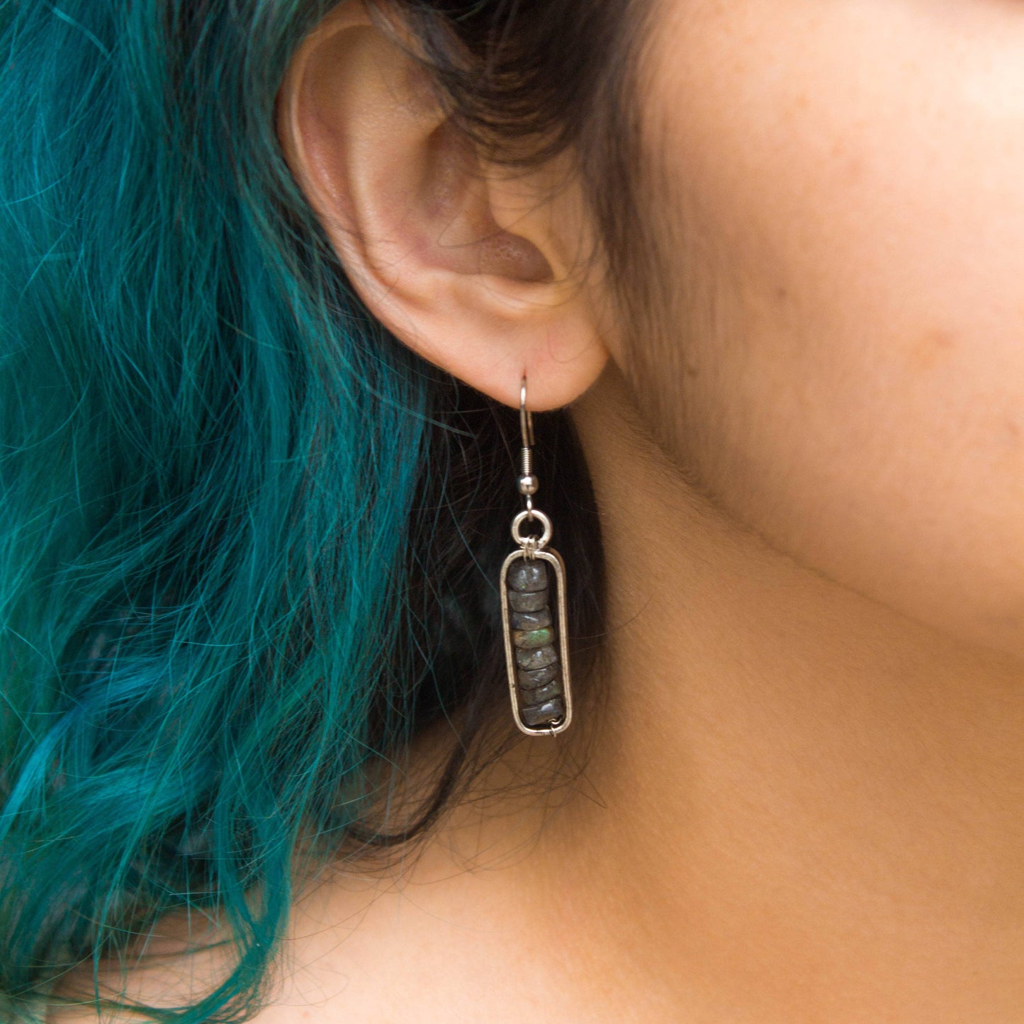 Labradorite Stones Encased Earrings