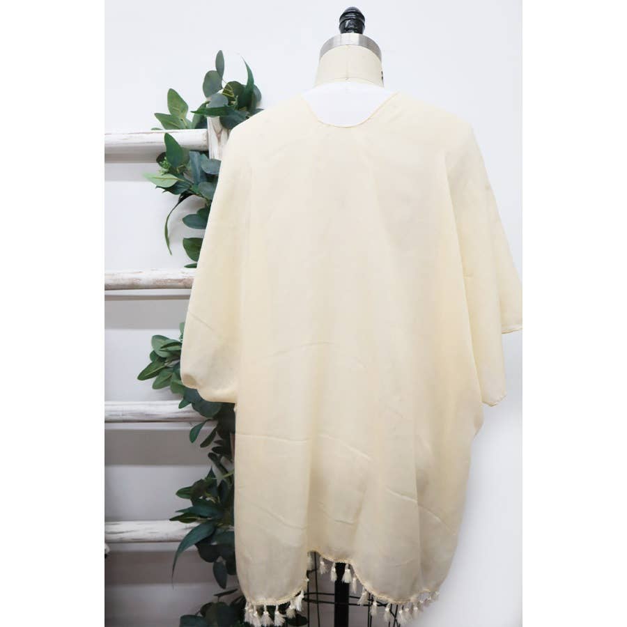 Solid Tassel Mid length Kimono