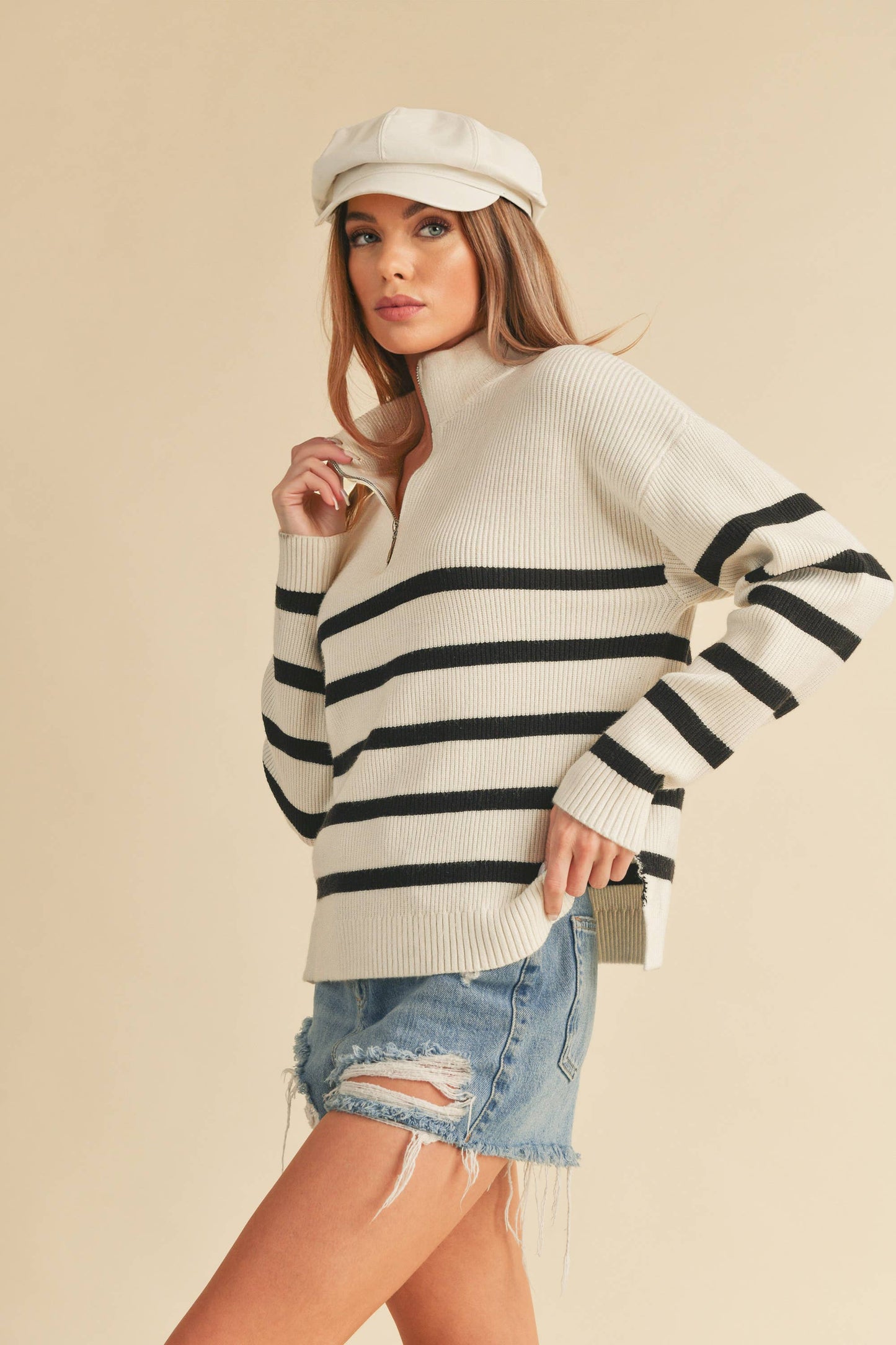 Stripe quarter zip Sweater