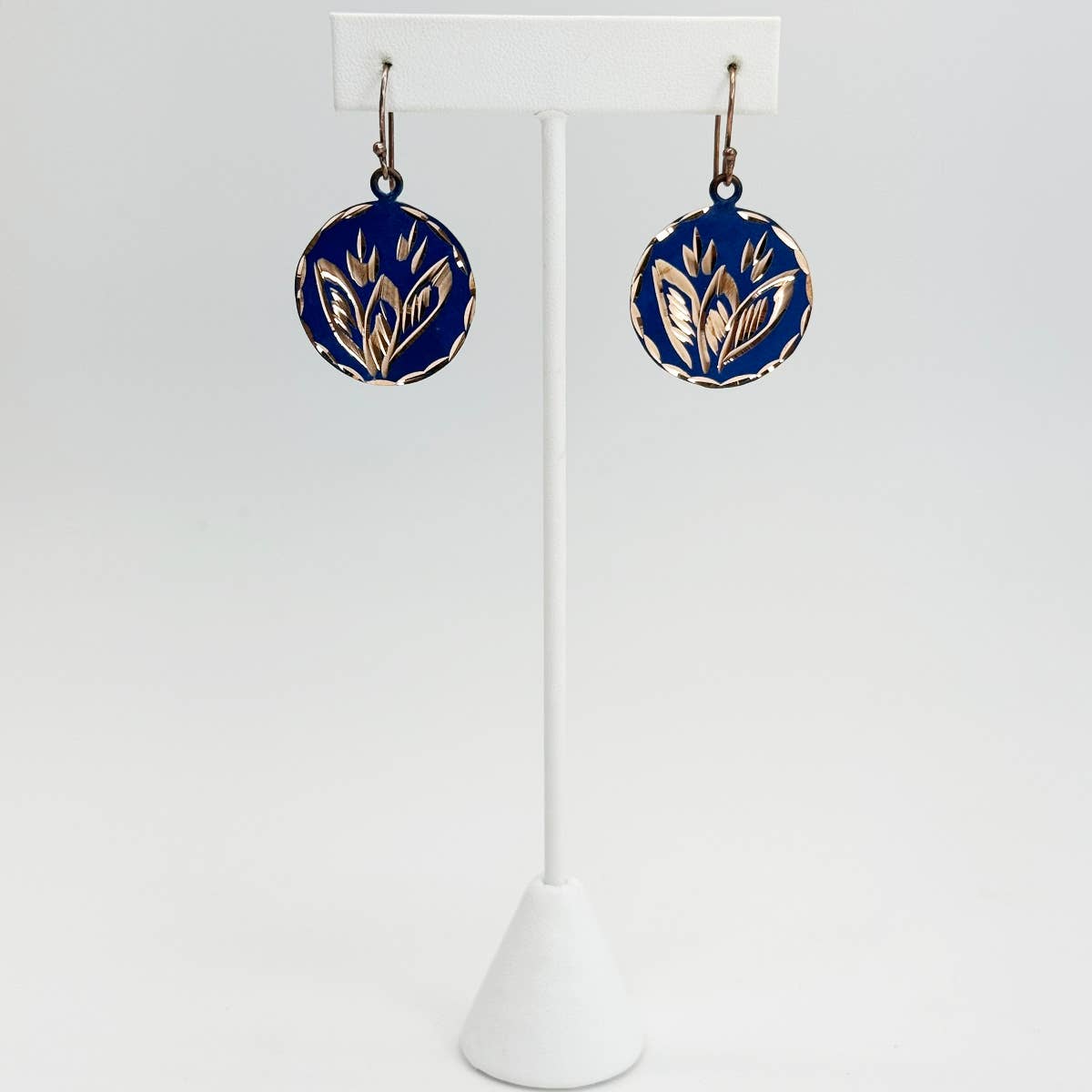Patina Indigo Leaf Earrings