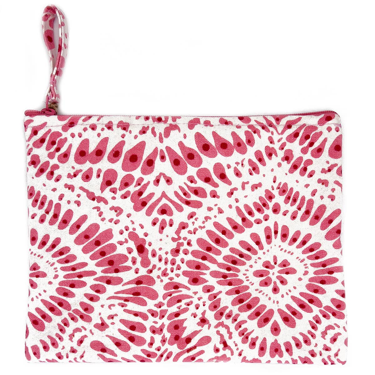Block Printed Canvas Pouch - Pink Paradise