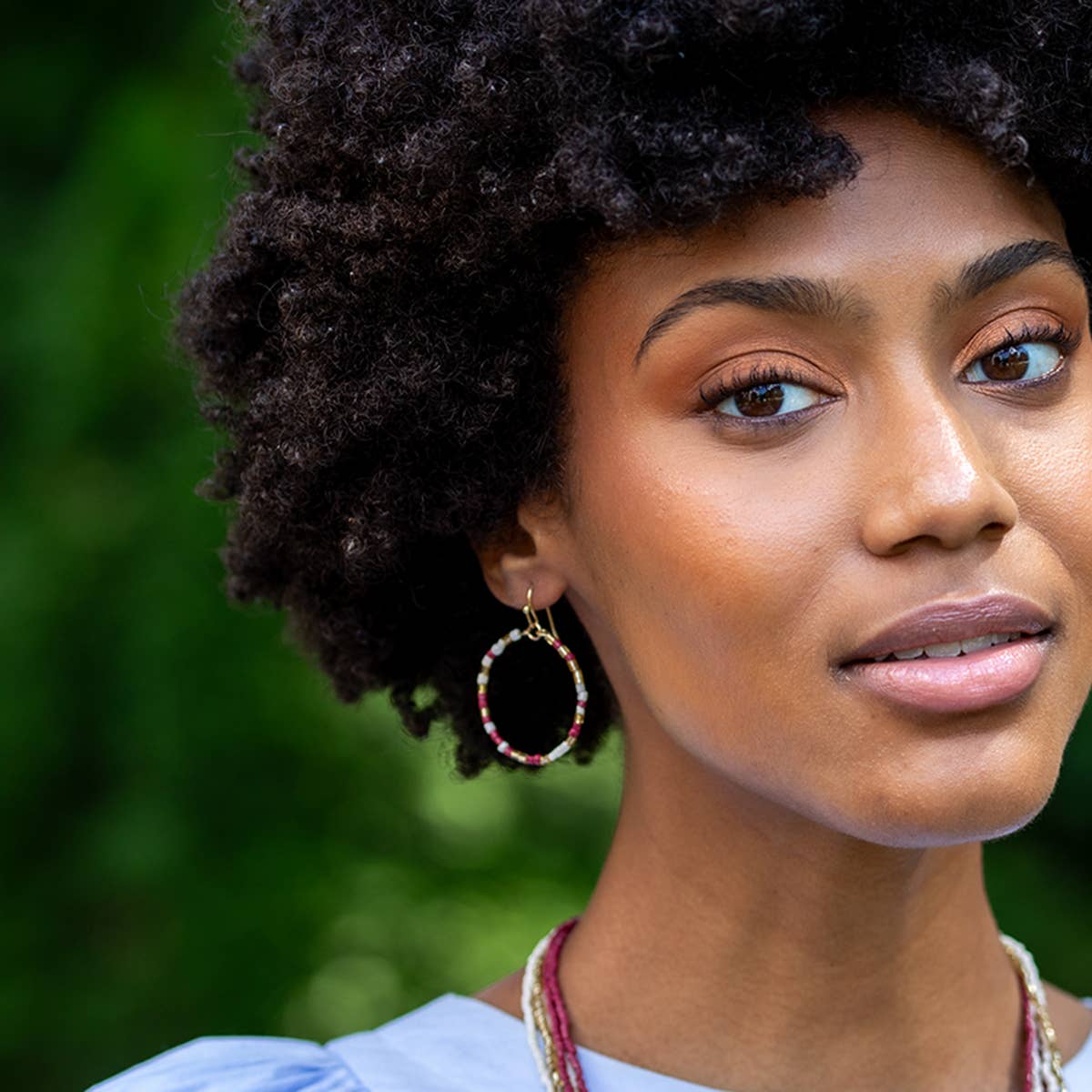 Turquoise water- Seed Bead Hoop Earrings