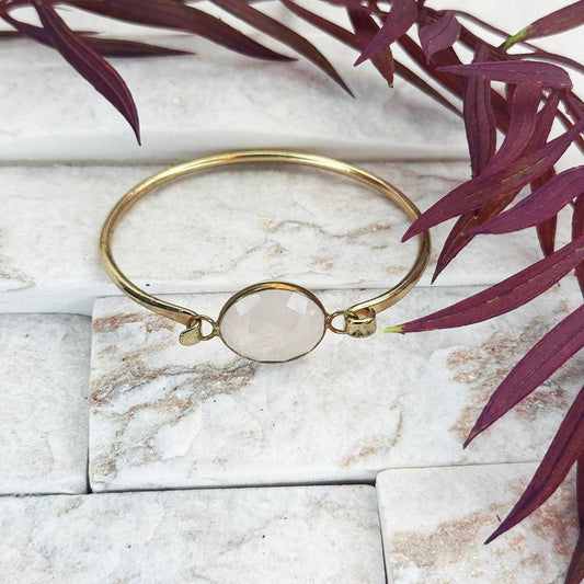 Bracelet with Semi-Precious Stone - Rose Quartz
