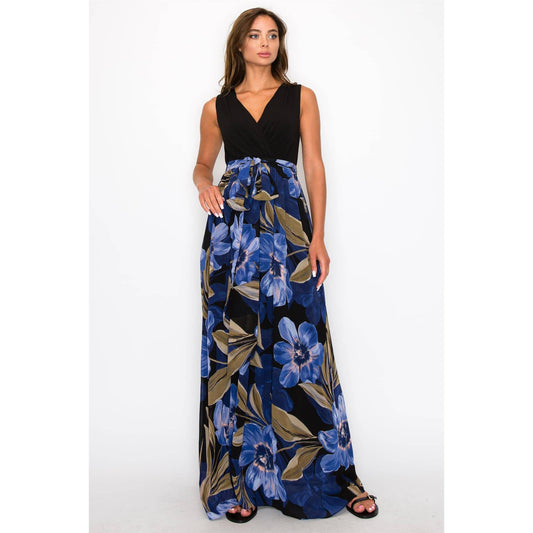 Blue flower maxi dress