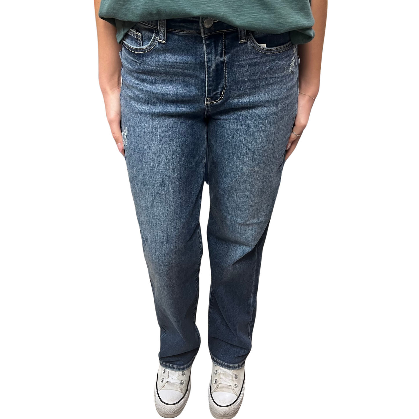 Khloe- Judy blue 90's high rise straight leg jean