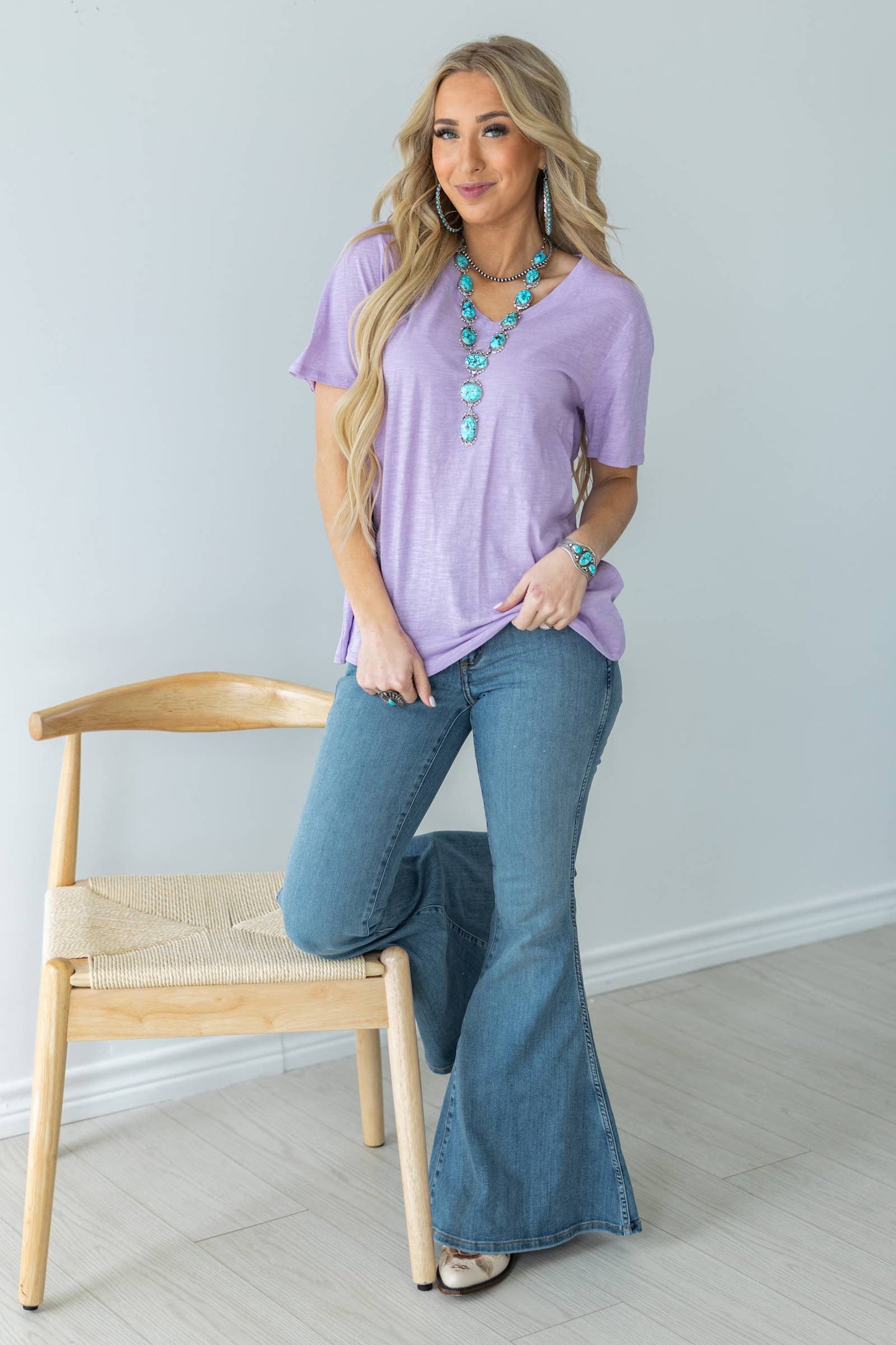 Basic Cotton V Neck Short Sleeve tee