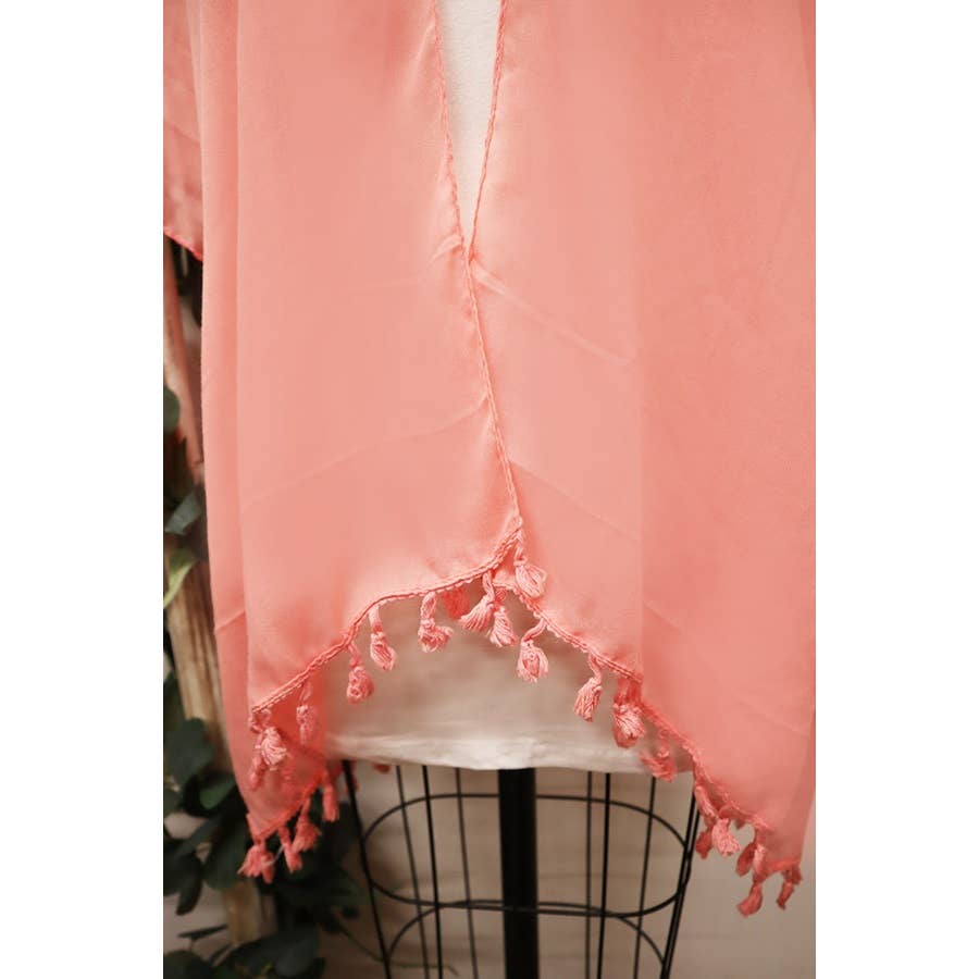 Solid Tassel Mid length Kimono