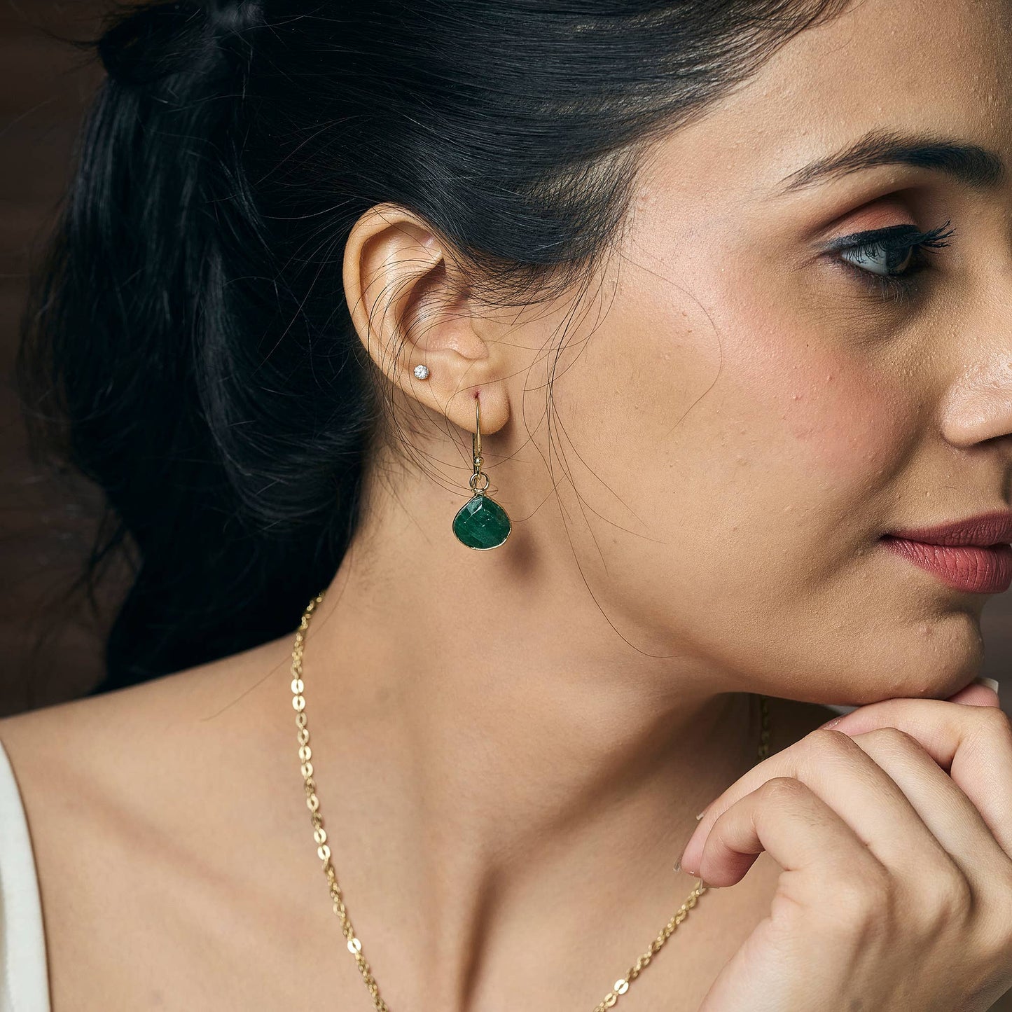 Semi-Precious Stone - Mica Green earrings