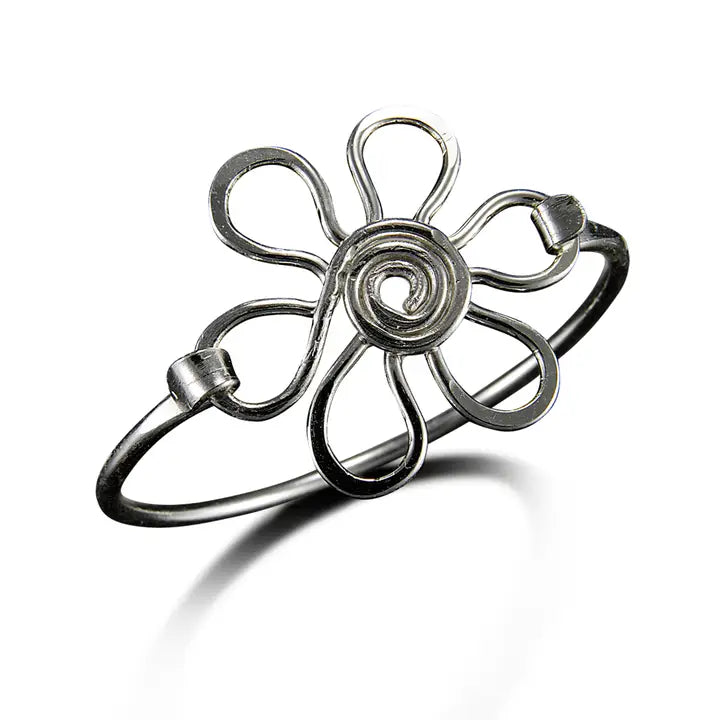 Silver plated bangle - Daisy