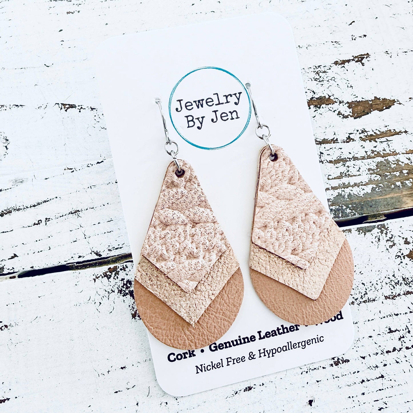 Triple Stacked Teardrop Earrings: Shades of Blush