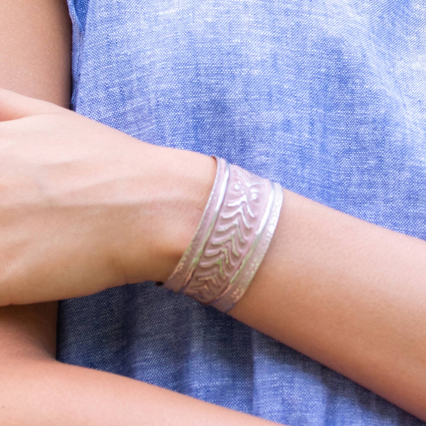 Dusty Rose Chevrons cuff bracelet