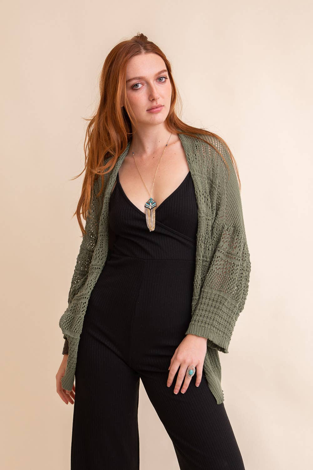 Moss Cozy Open-Front Knit Cardigan