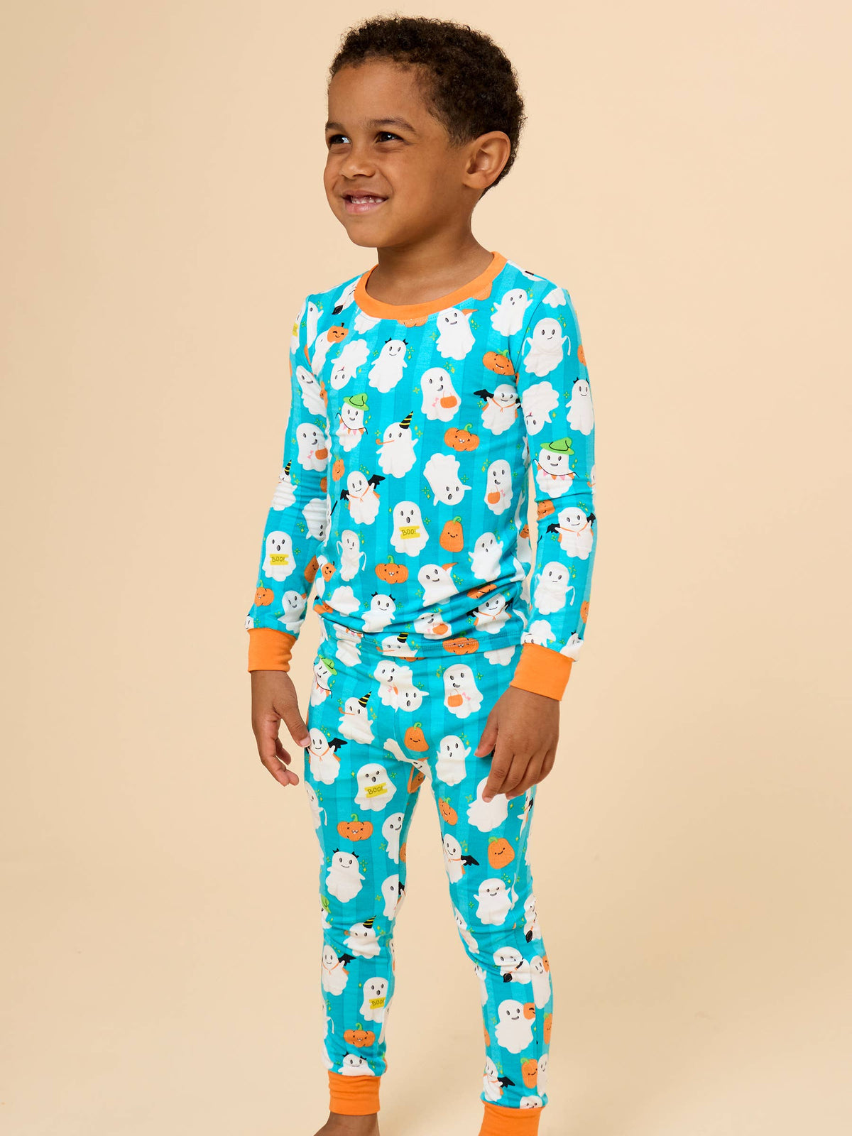 Kids Bamboo Viscose Halloween Boo Bash Long Sleeve Pajama Set
