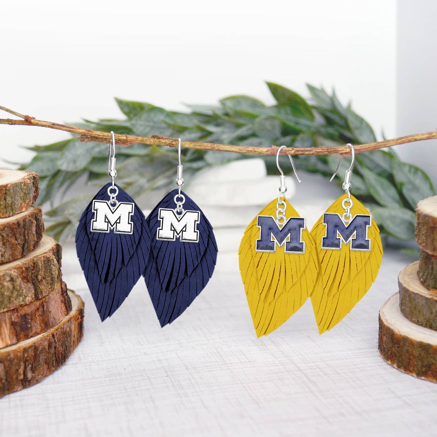 Michigan Wolverines Iridescent Logo Earrings