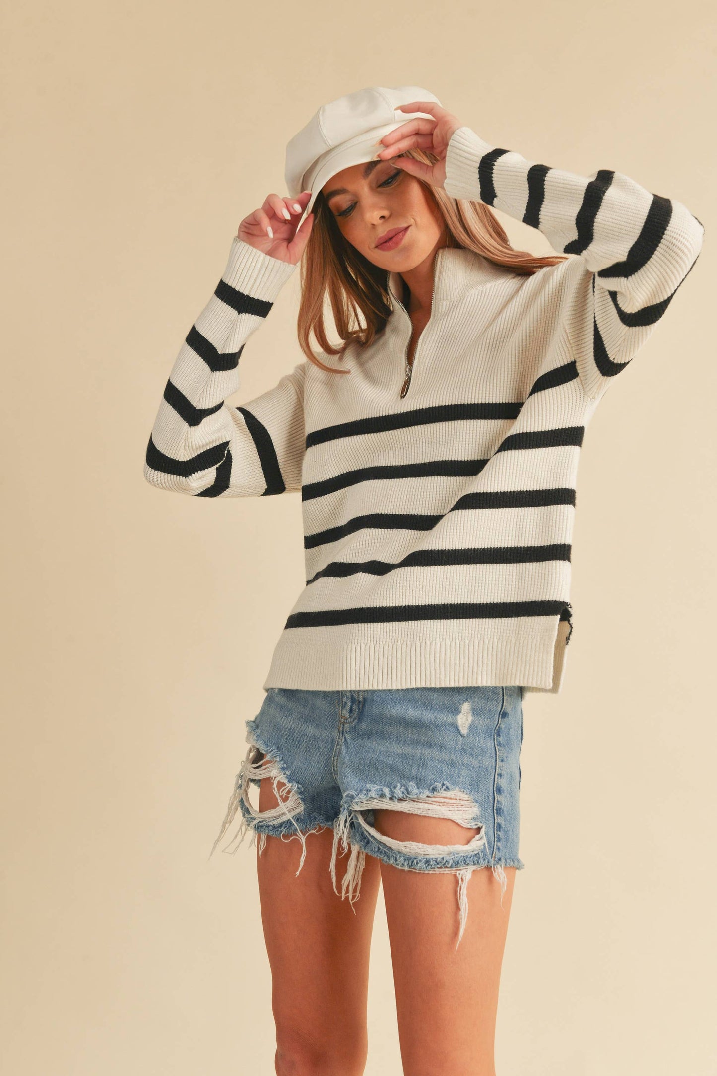 Stripe quarter zip Sweater