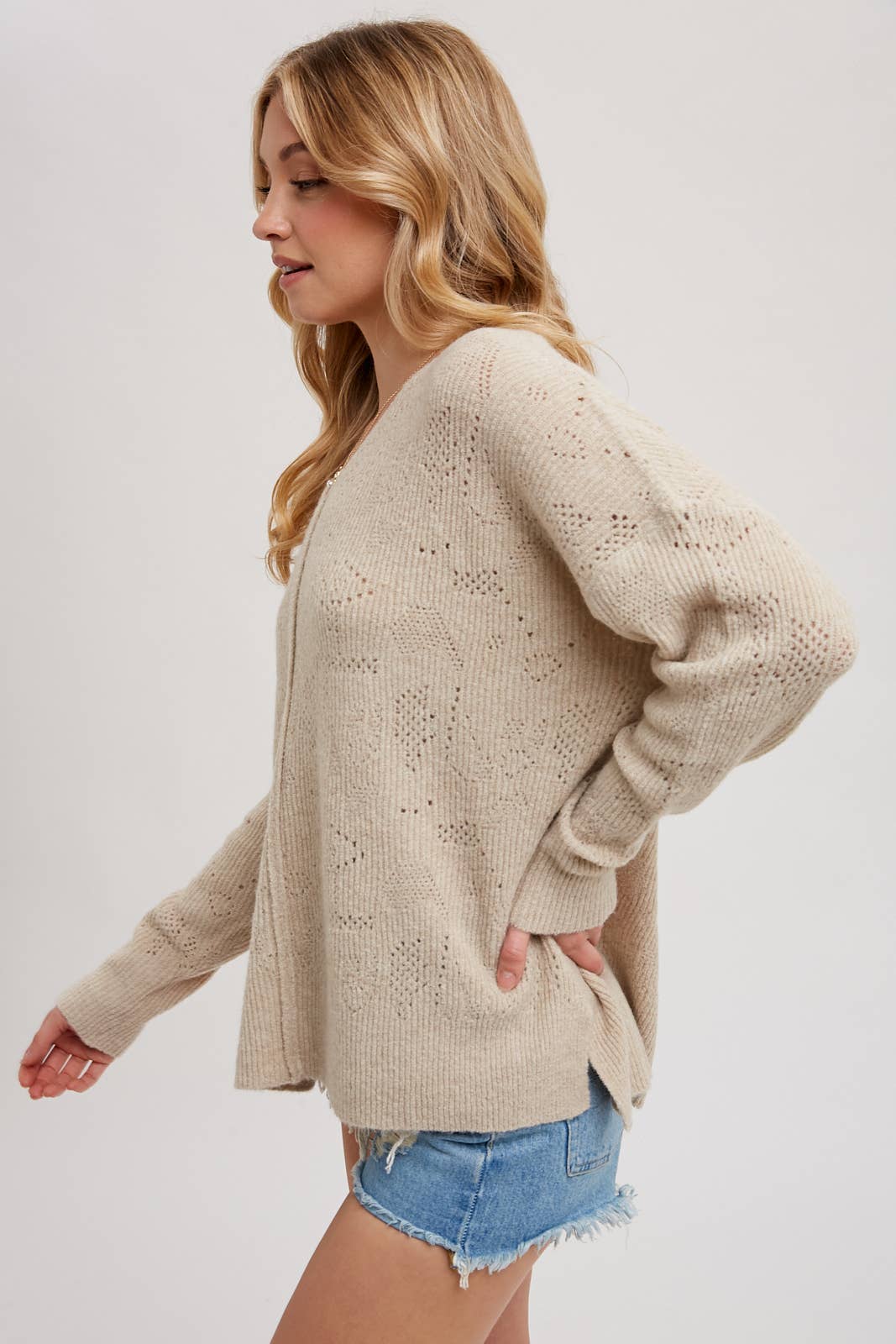 V-Neck Knit Sweater - Recycled Poly Blend