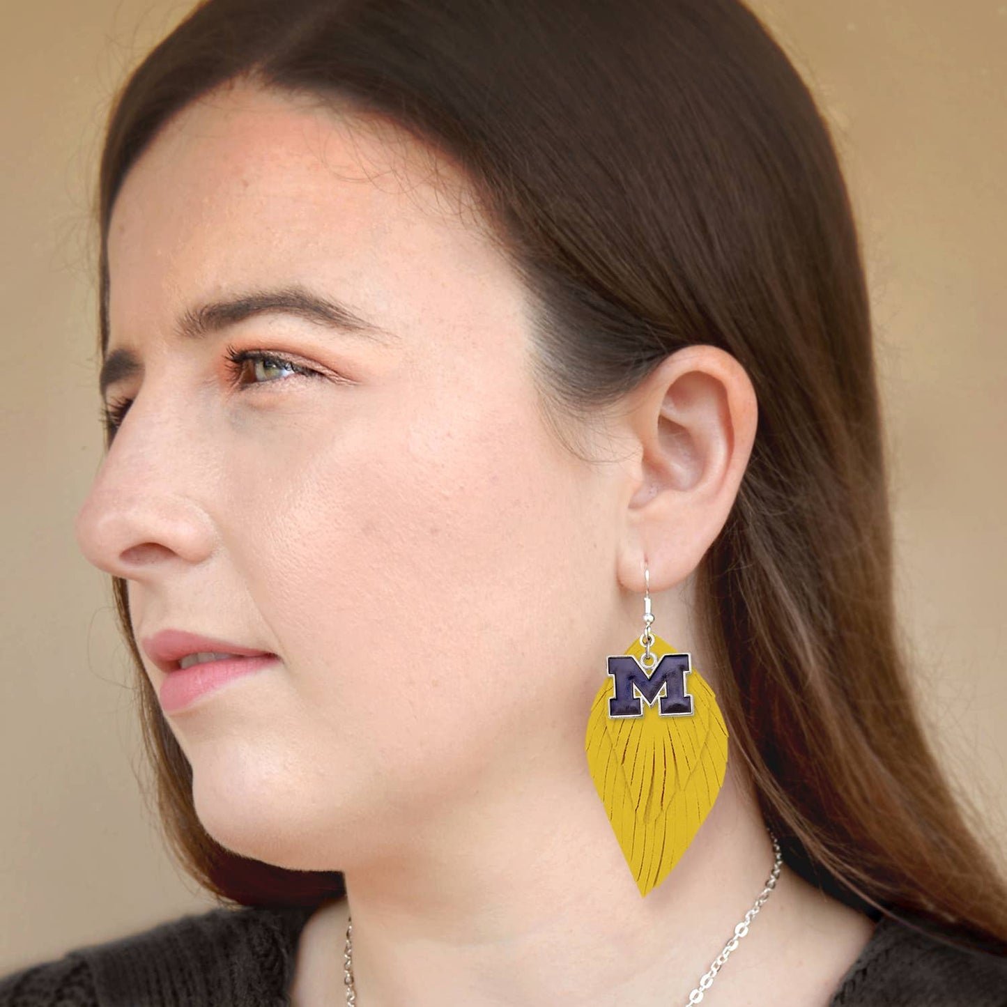 Michigan Wolverines Iridescent Logo Earrings