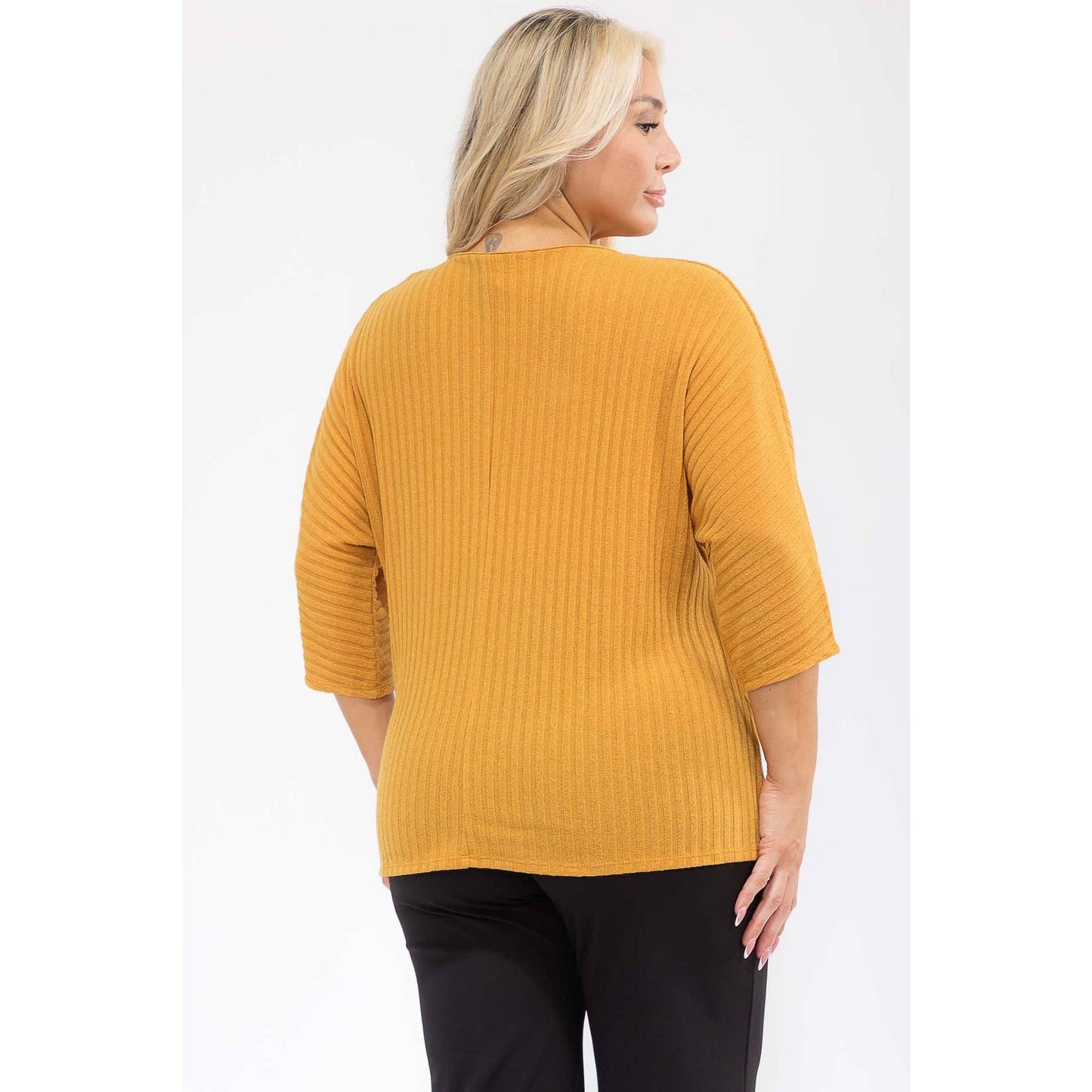 Cognac plus rib knit twist top