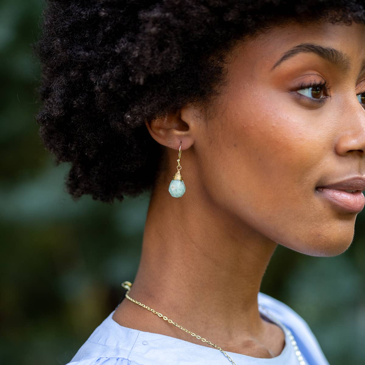Gold-Plated Amazonite Jasper Teardrop Earrings