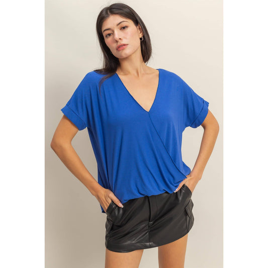 Cobalt Short Sleeve Surplice Top
