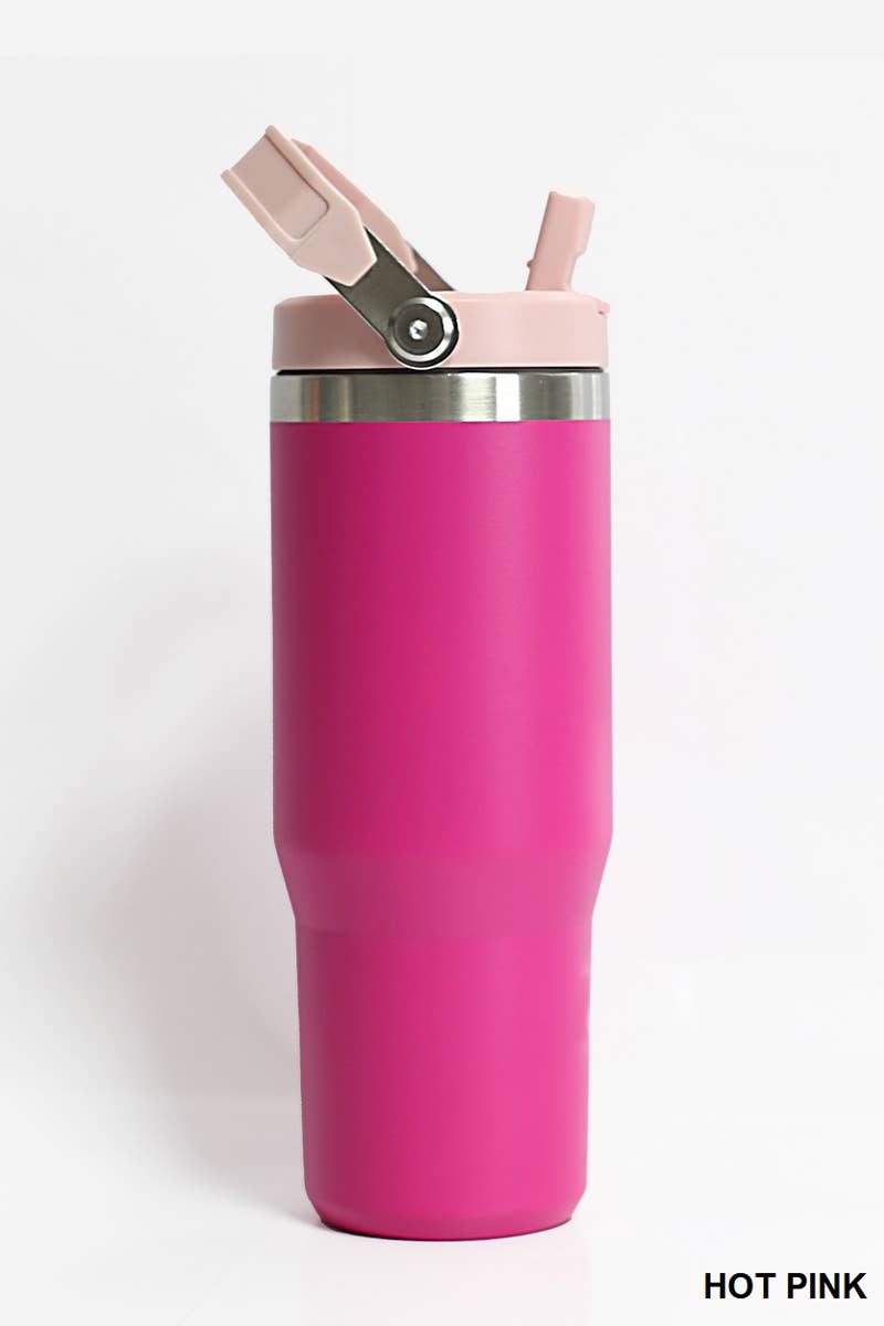 30 oz Stainless Steel Flip Straw Tumbler