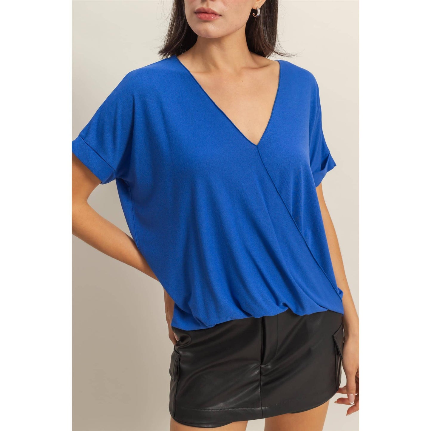 Cobalt Short Sleeve Surplice Top