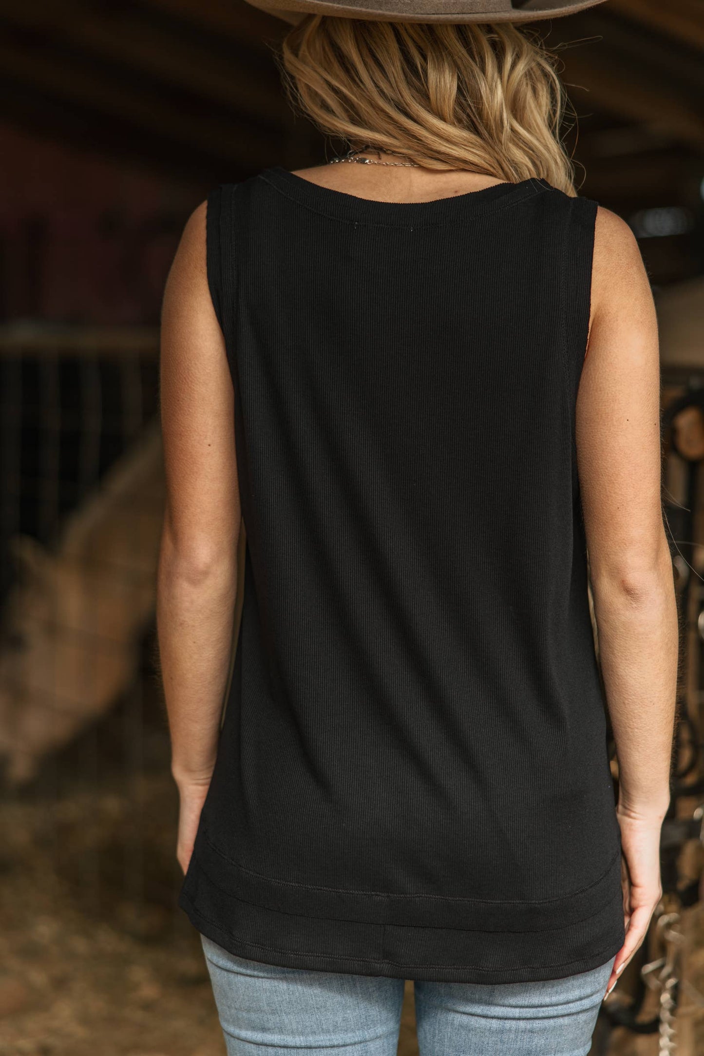 Pearl grey Tank Top w/ Raw Edge Detail