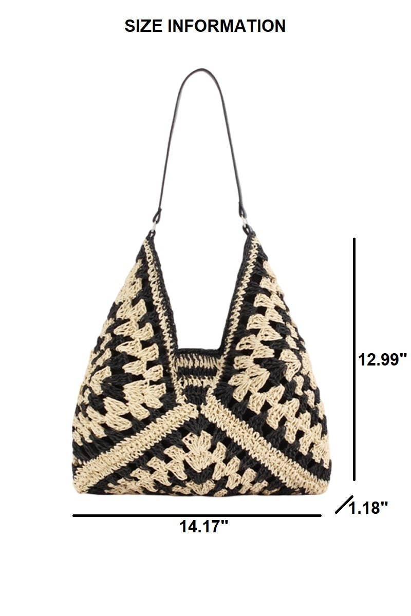 Vintage Woven Straw Crochet Bag