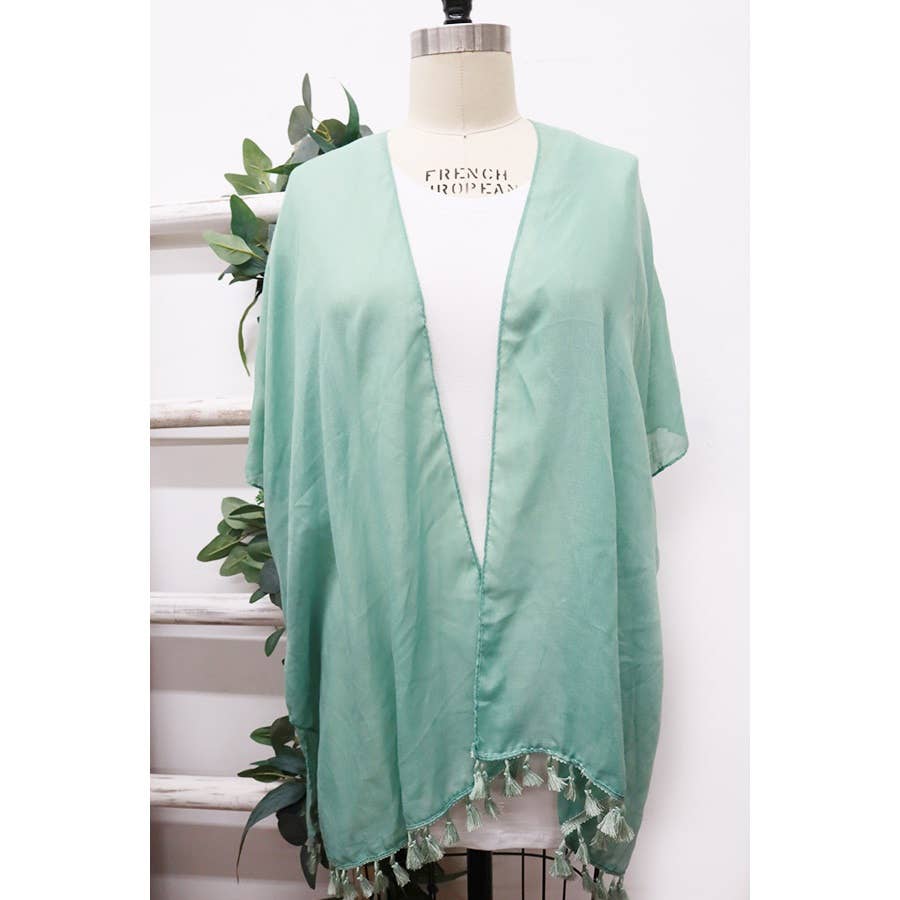 Solid Tassel Mid length Kimono