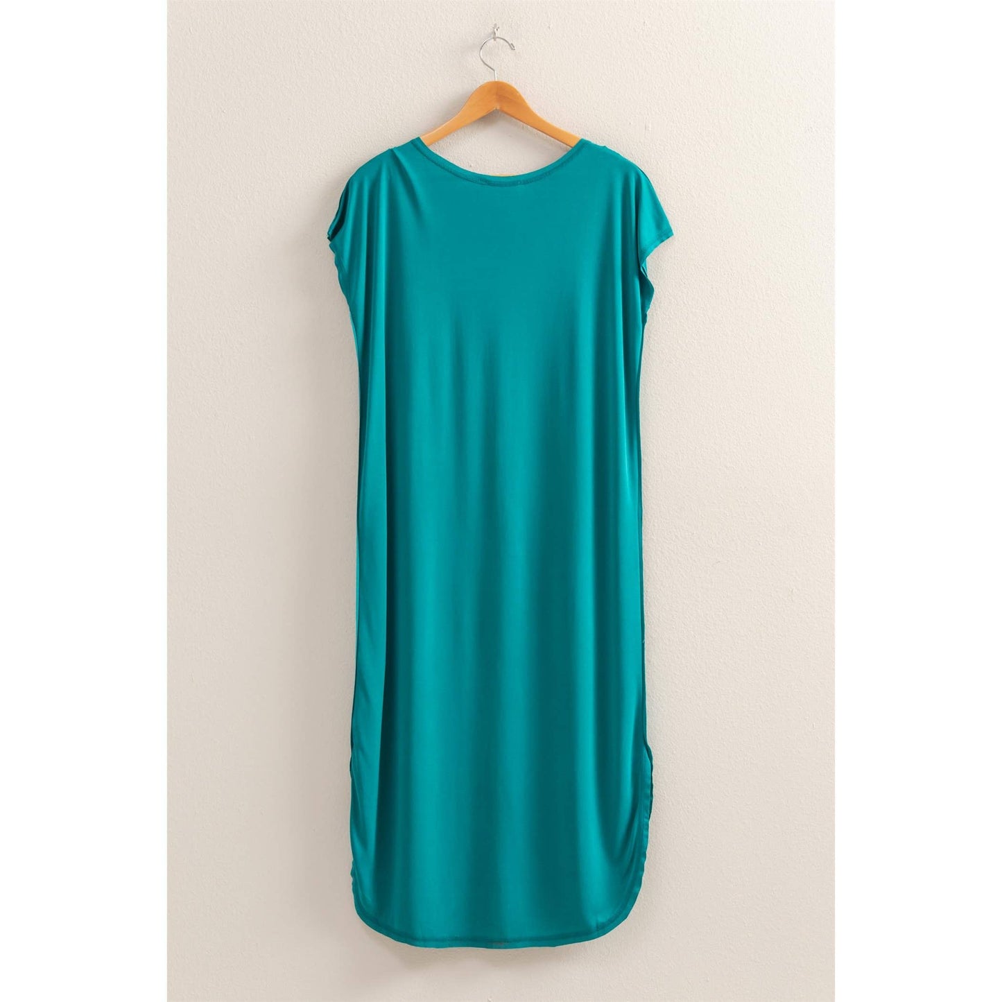 Teal Soft High Low Midi Dress