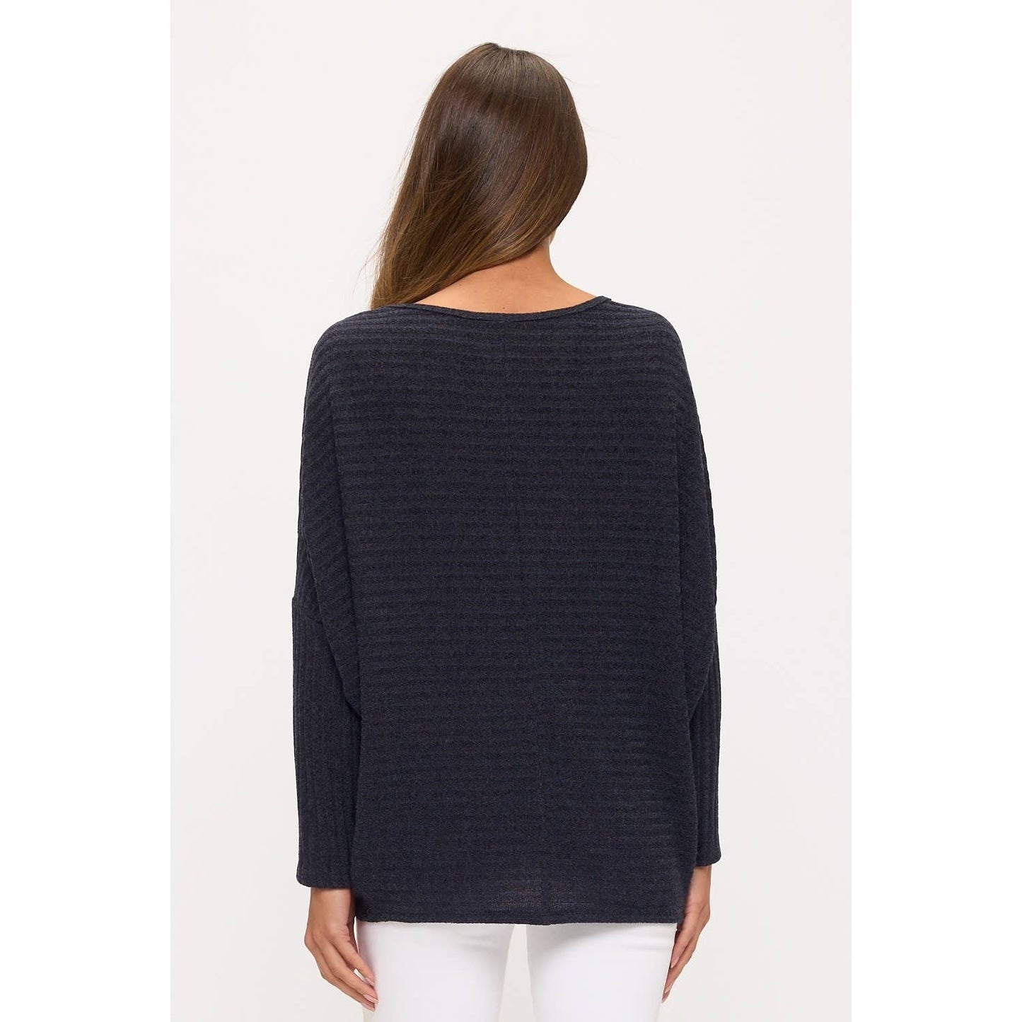 Navy Oversized dolman ribbed top