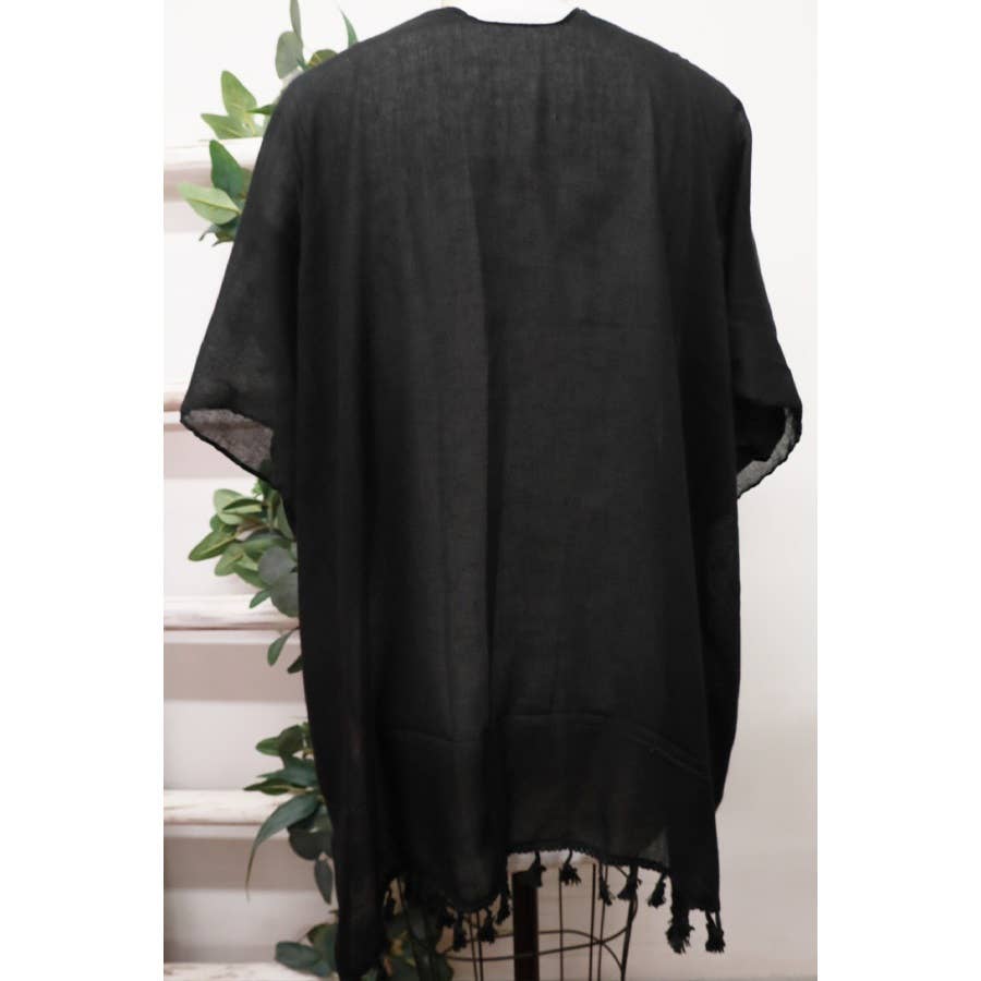 Solid Tassel Mid length Kimono