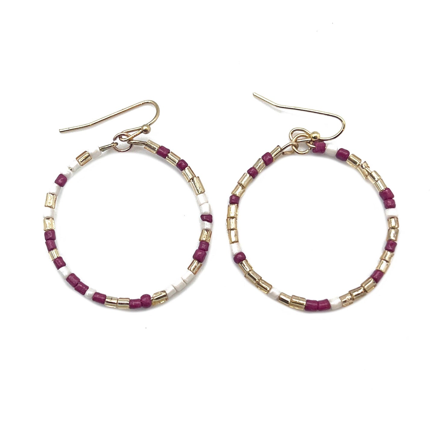 Turquoise water- Seed Bead Hoop Earrings