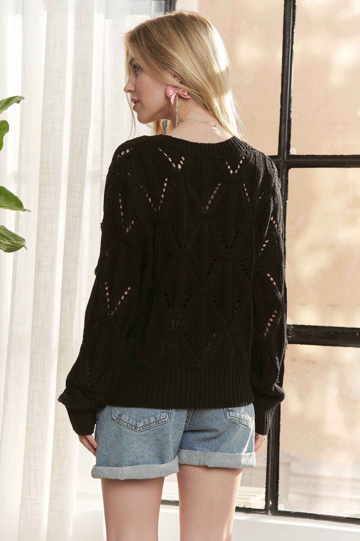 Khaki textured knit sweater