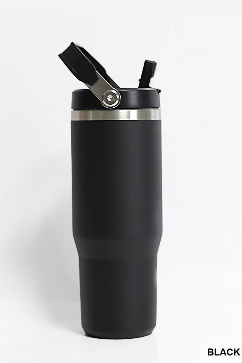 30 oz Stainless Steel Flip Straw Tumbler