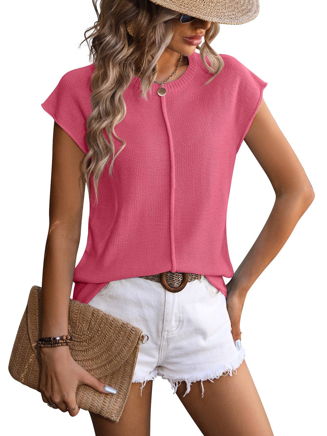 Hot pink Knitted Casual top