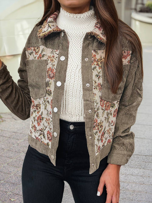 Ribbed Retro Floral Patchwork Jacket