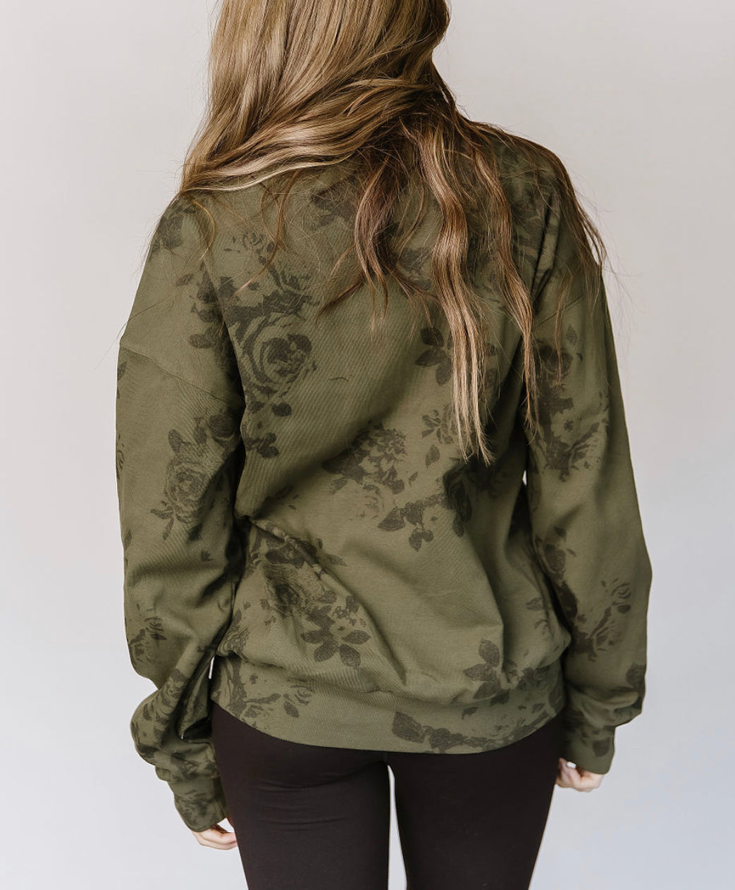 Olive Floral Ampersand Crew