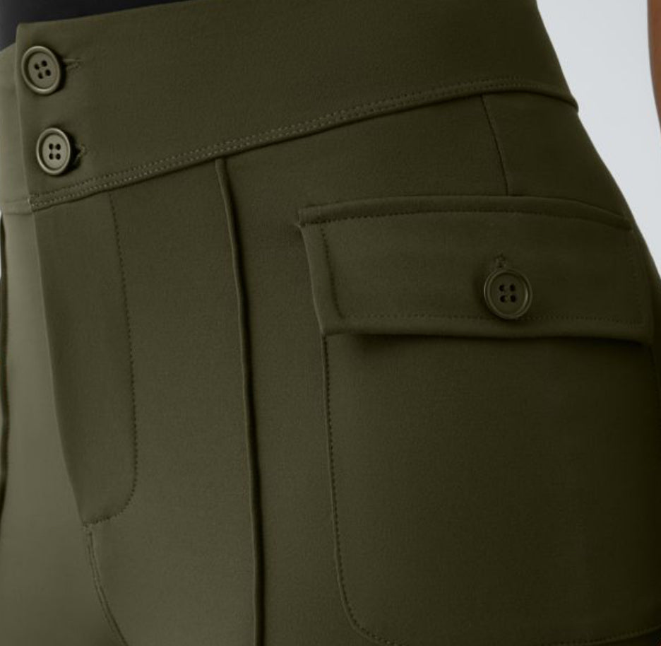 High waisted button cargo Halara flare pants